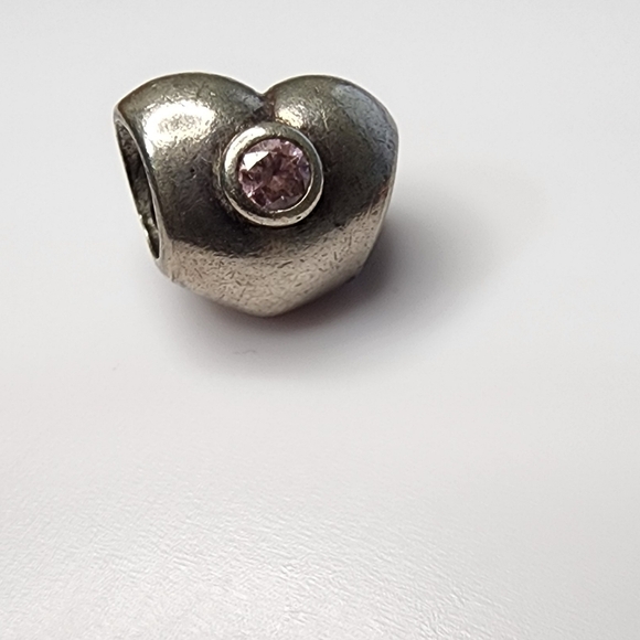 Pandora Heart Sterling Silver Charm With Pink Cubic Zirconia - Picture 4 of 6